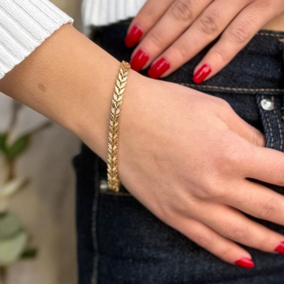 14 AYAR BAŞAK MODELİ ALTIN BİLEKLİK