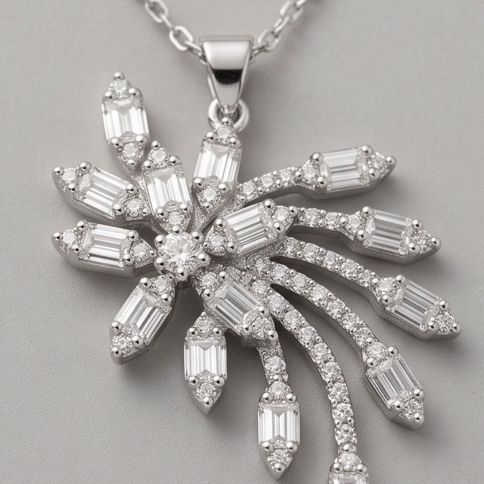 14 AYAR 1,02 CT PIRLANTA TAŞLI İTALYAN MODEL ALTIN ÇİÇEK KOLYE