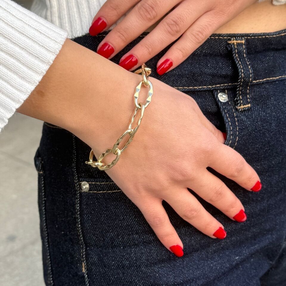 14 AYAR PARLAK OVAL HALKALI İTALYAN BİLEKLİK