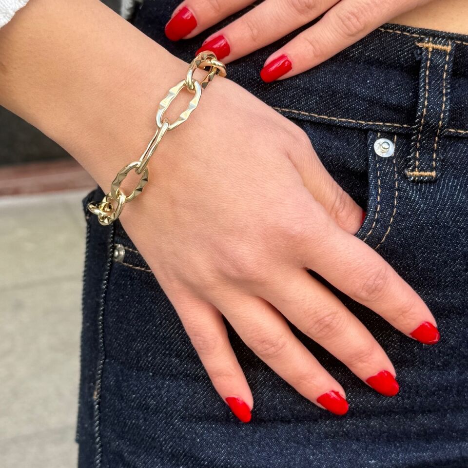 14 AYAR PARLAK OVAL HALKALI İTALYAN BİLEKLİK