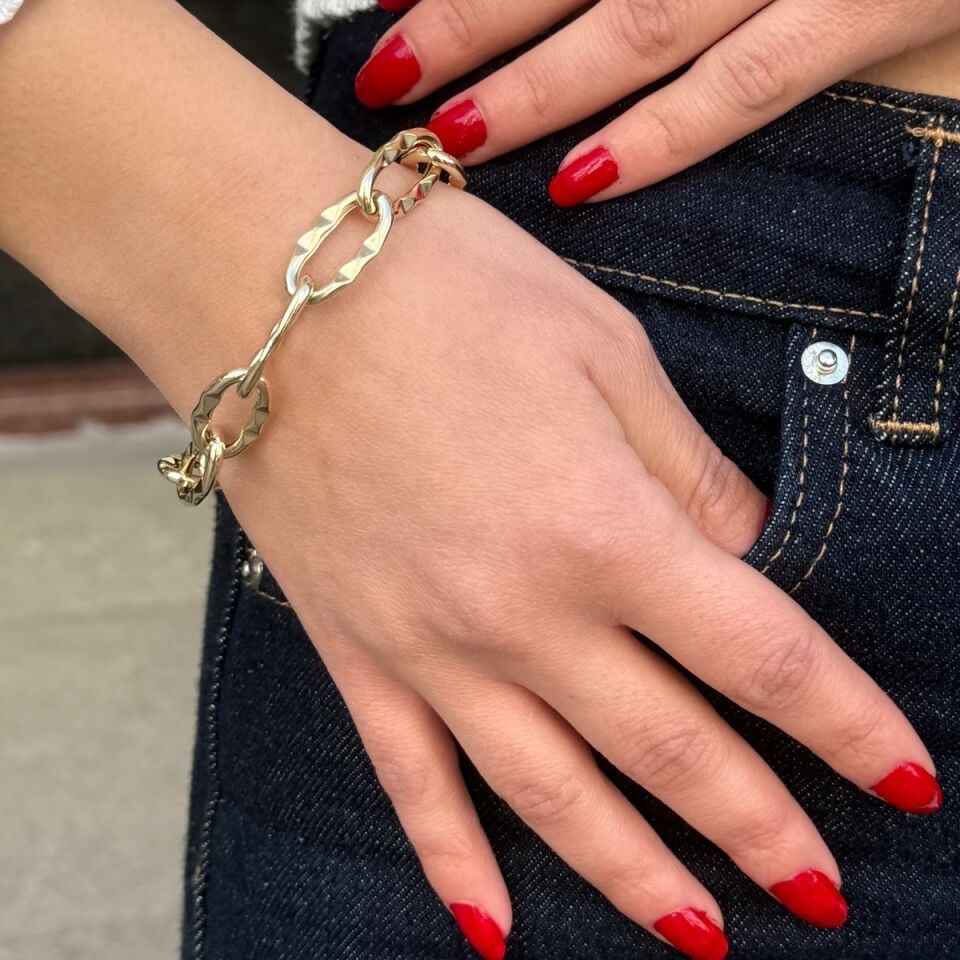 14 AYAR PARLAK OVAL HALKALI İTALYAN BİLEKLİK