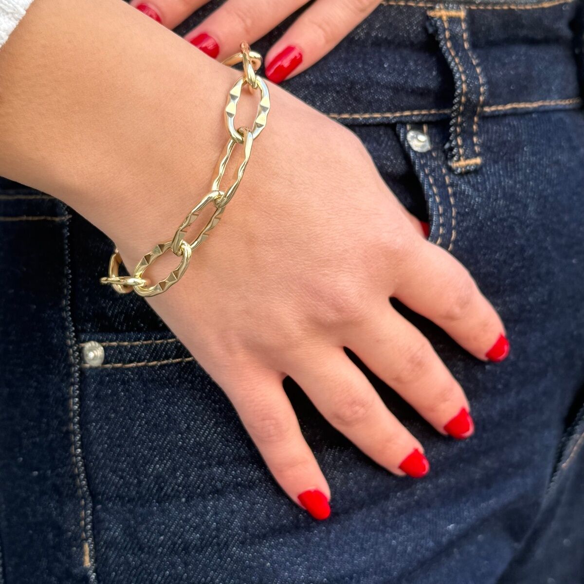 14 AYAR PARLAK OVAL HALKALI İTALYAN BİLEKLİK