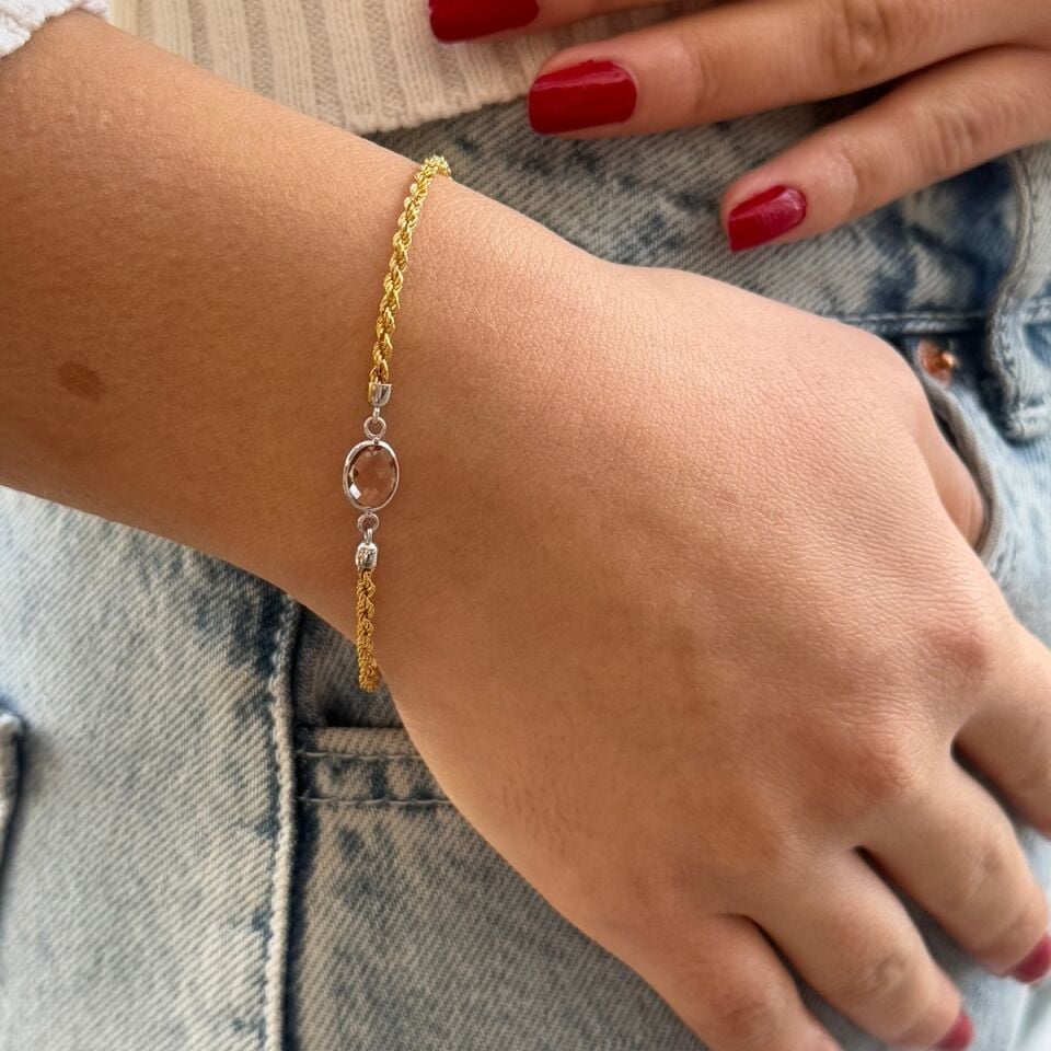 14 AYAR HALAT ZİNCİRLİ 22 AYAR GÖRÜNÜMÜNDE ÖZEL TASARIM BİLEKLİK