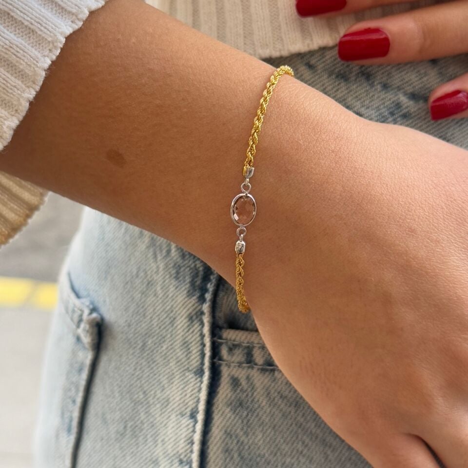 14 AYAR HALAT ZİNCİRLİ 22 AYAR GÖRÜNÜMÜNDE ÖZEL TASARIM BİLEKLİK