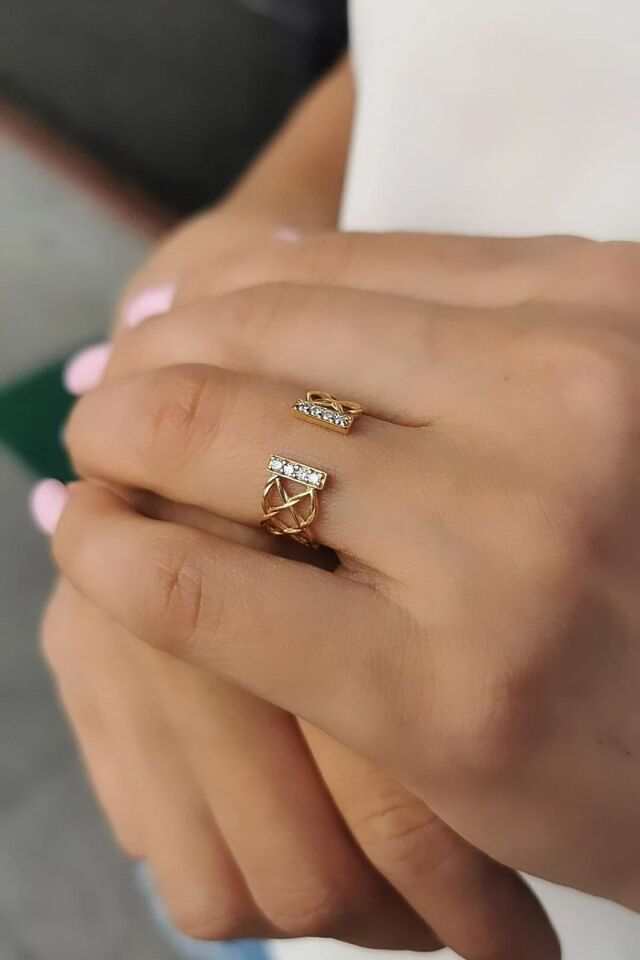 0,16 Ct Pırlanta Taşlı El Yapımı Özel Tasarım Altın Yüzük