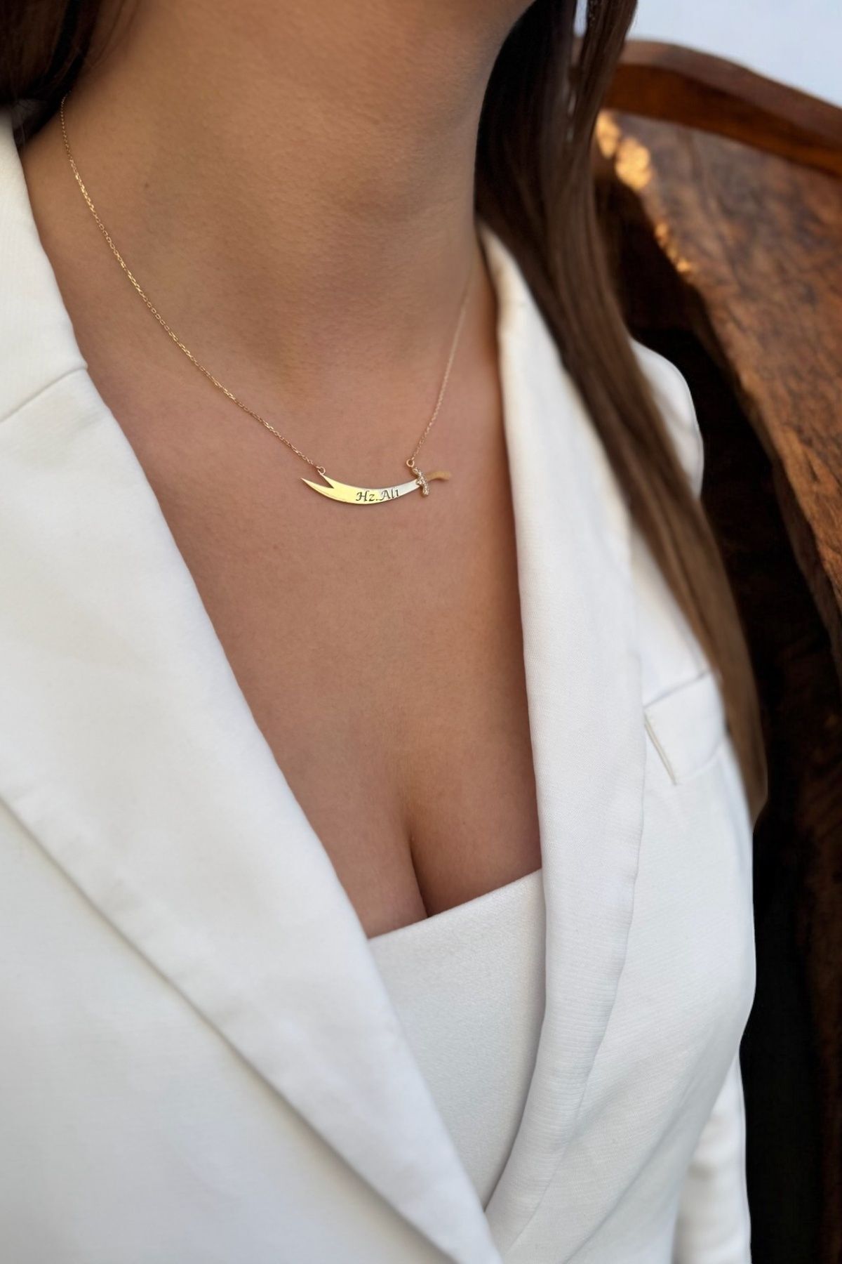 14 AYAR TAŞLI ZÜLFİKAR KOLYE