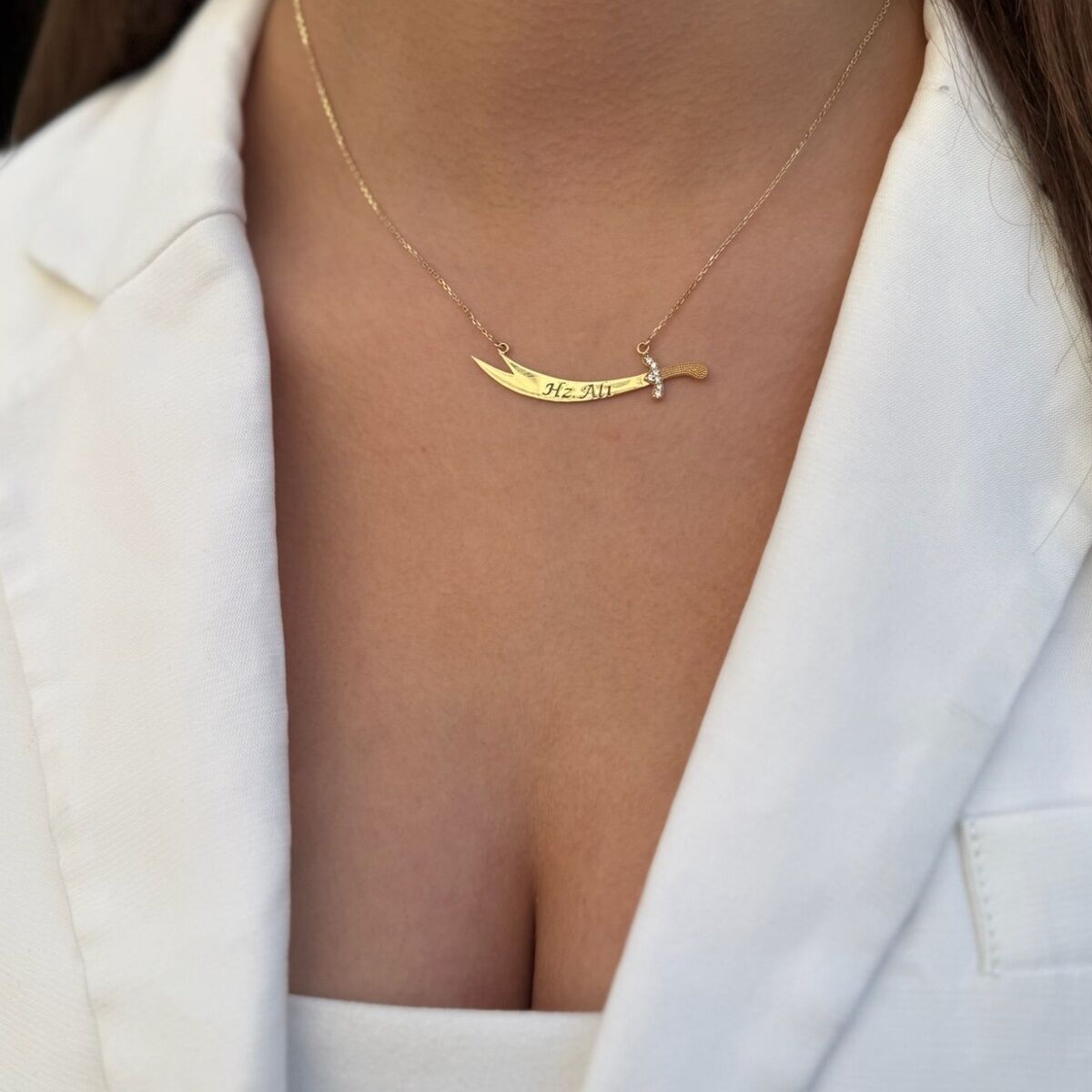 14 AYAR TAŞLI ZÜLFİKAR KOLYE