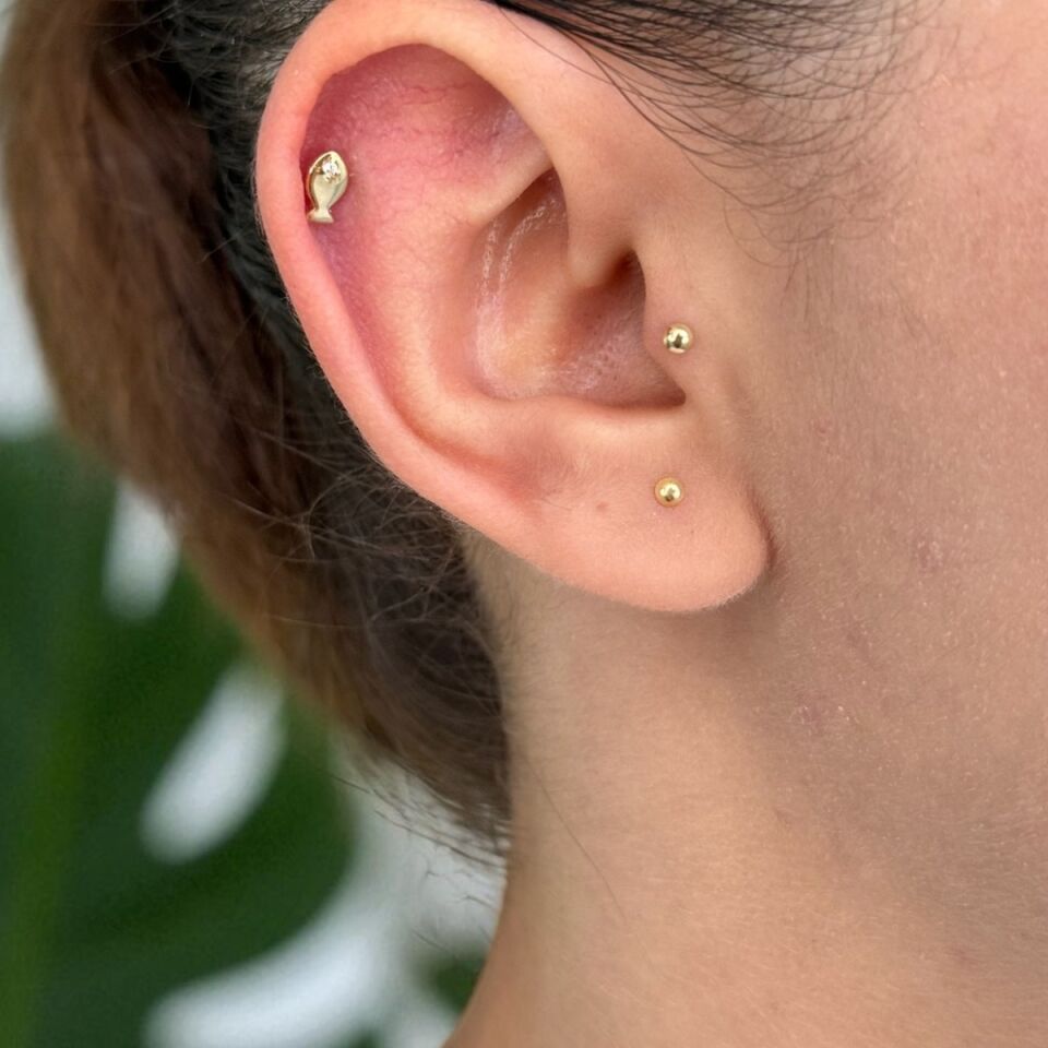 14 AYAR VİNTAGE TASARIM BALIK TRAGUS VE HELİX KÜPE