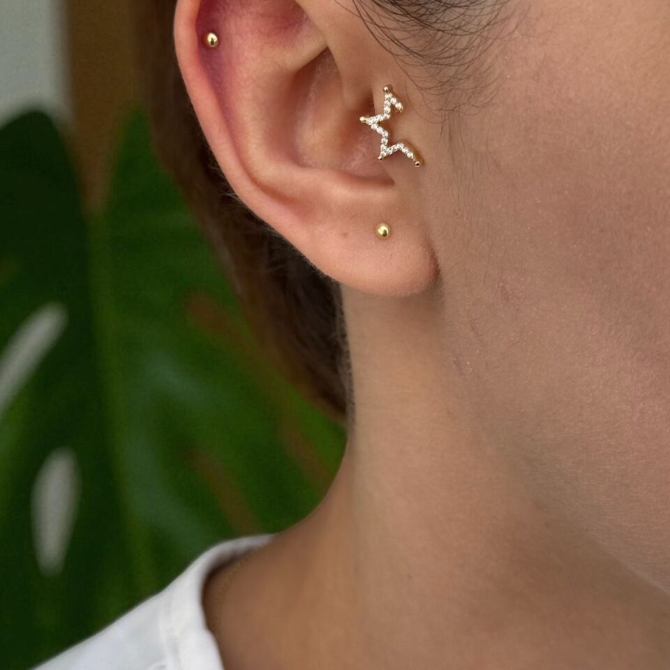 14 AYAR SİRİUS YILDIZ TRAGUS VE HELİX KÜPE