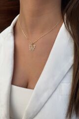 14 AYAR KELEBEK TASARIM ALTIN KOLYE