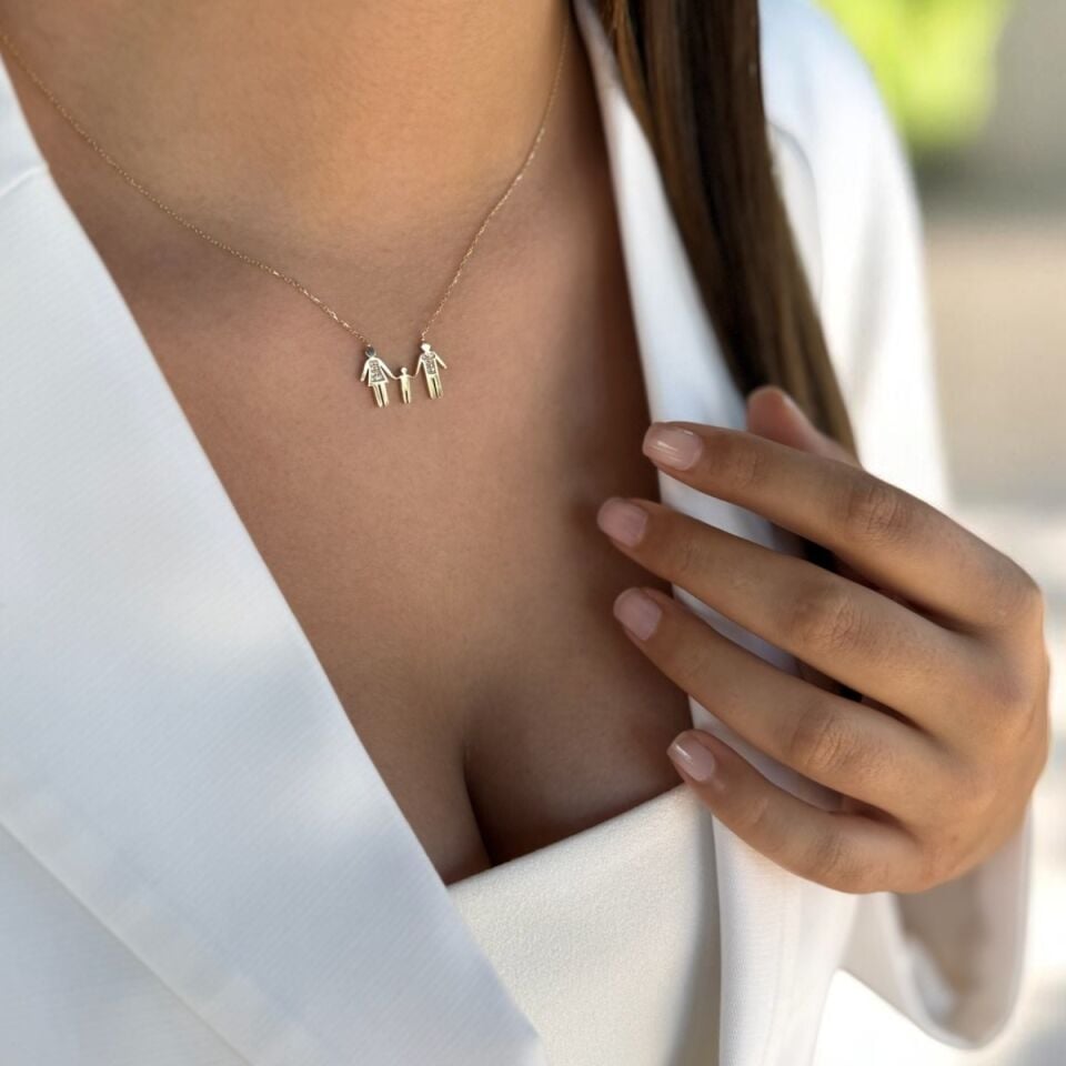 14 AYAR ANNE BABA VE ÇOCUK AİLE KOLYESİ