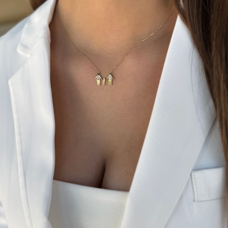 14 AYAR ANNE BABA VE ÇOCUK AİLE KOLYESİ