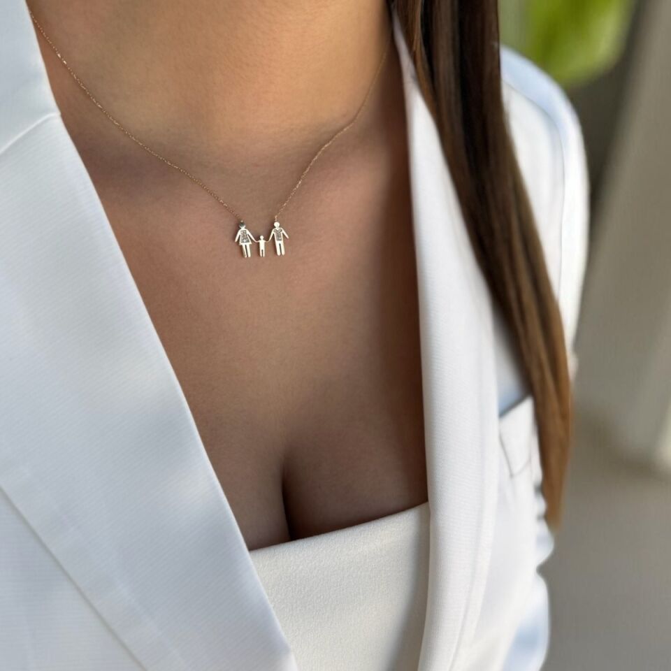 14 AYAR ANNE BABA VE ÇOCUK AİLE KOLYESİ