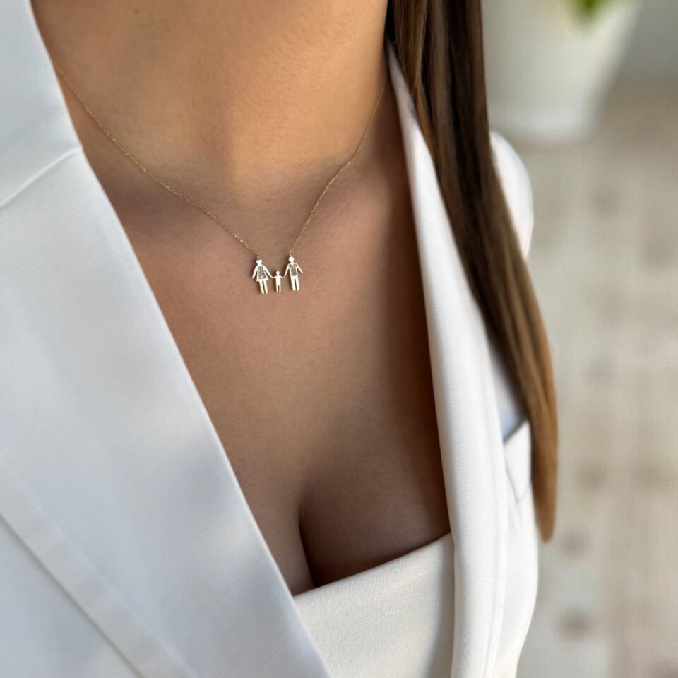 14 AYAR ANNE BABA VE ÇOCUK AİLE KOLYESİ