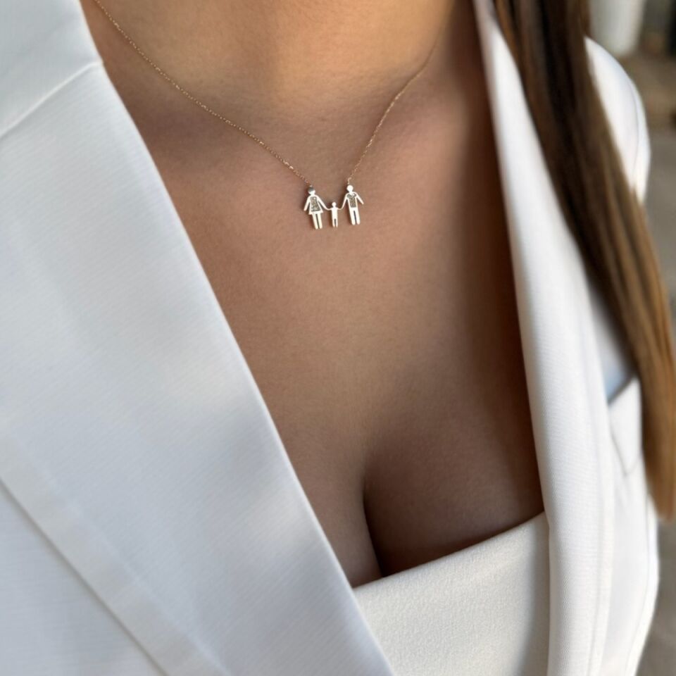 14 AYAR ANNE BABA VE ÇOCUK AİLE KOLYESİ