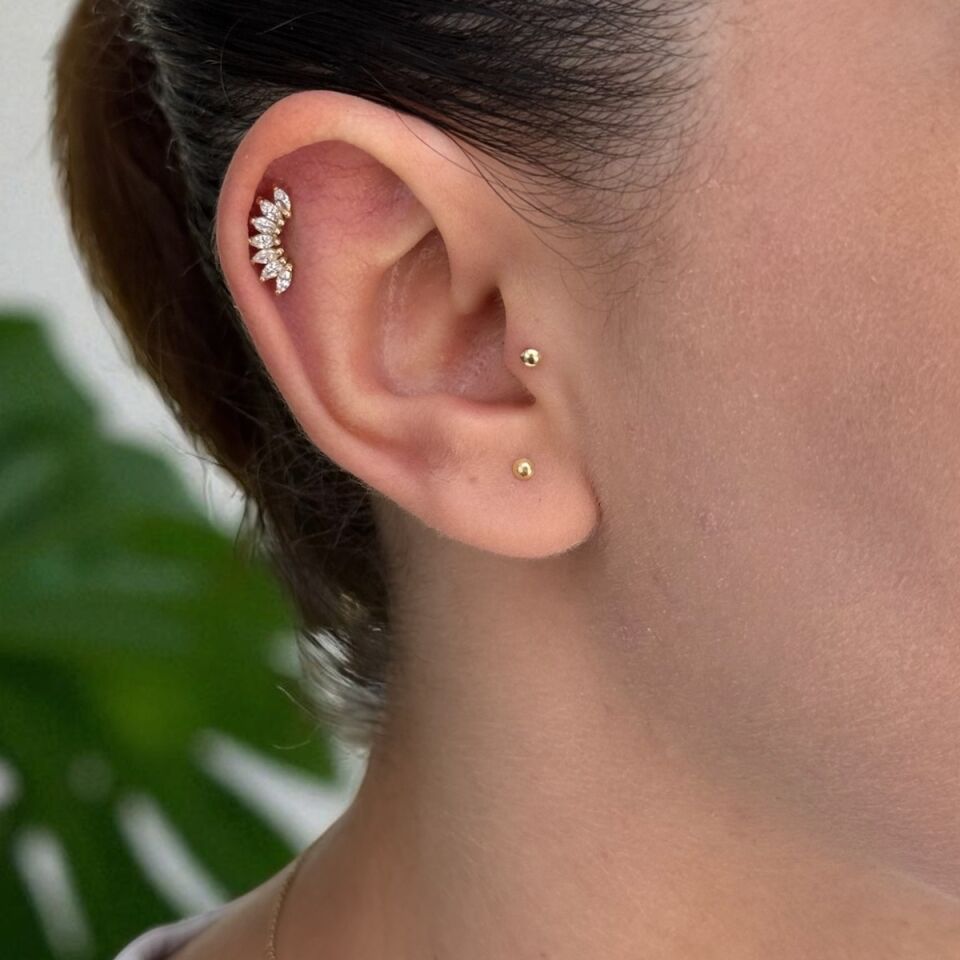 14 AYAR YEDİ MARKİS TAŞLI TRAGUS VE HELİX KÜPE