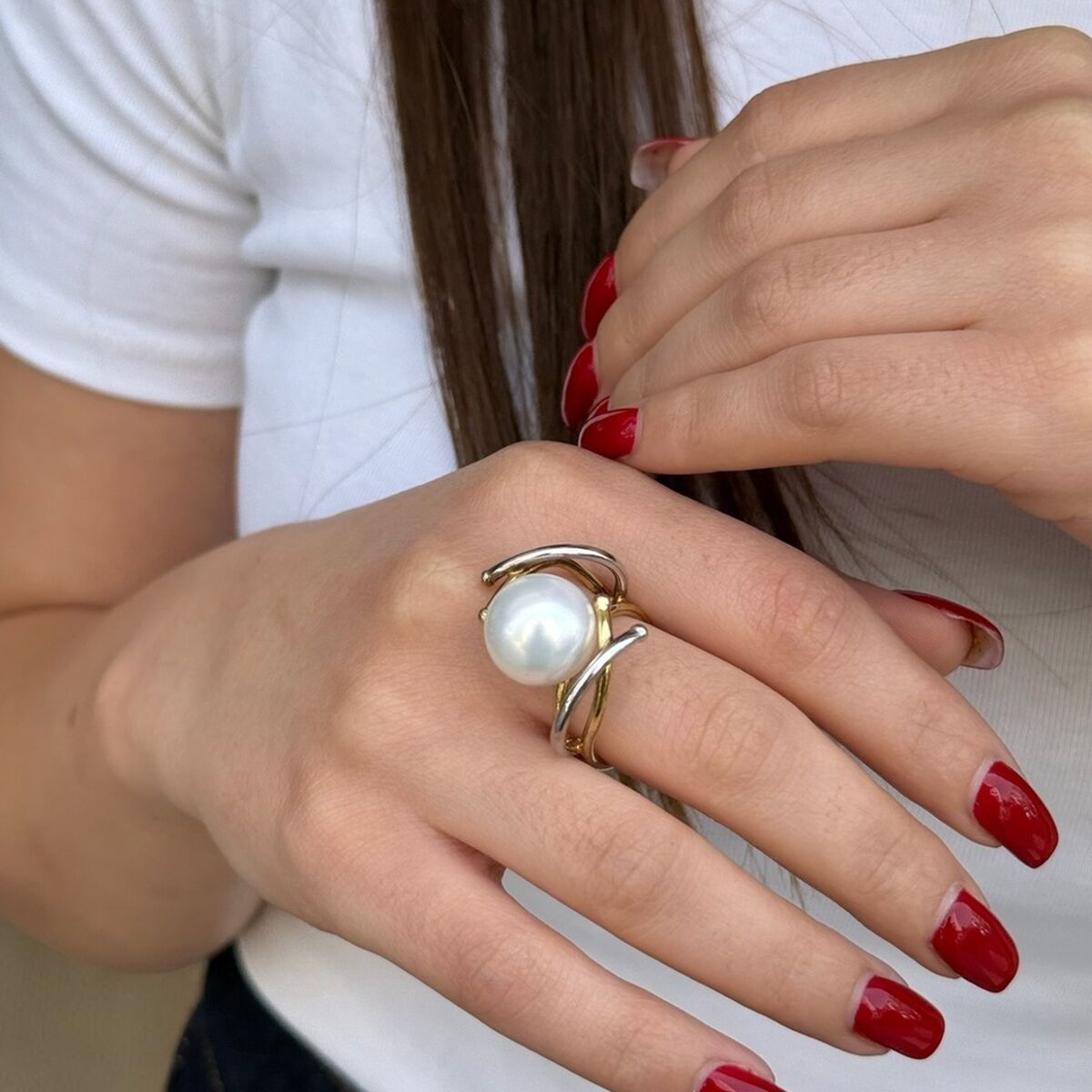 14 AYAR İNCİ TASARIM İTALYAN ALTIN YÜZÜK