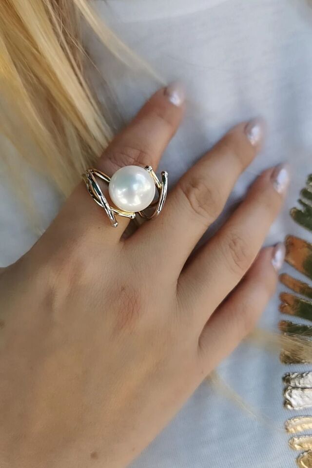 14 AYAR İNCİ TASARIM İTALYAN ALTIN YÜZÜK 17