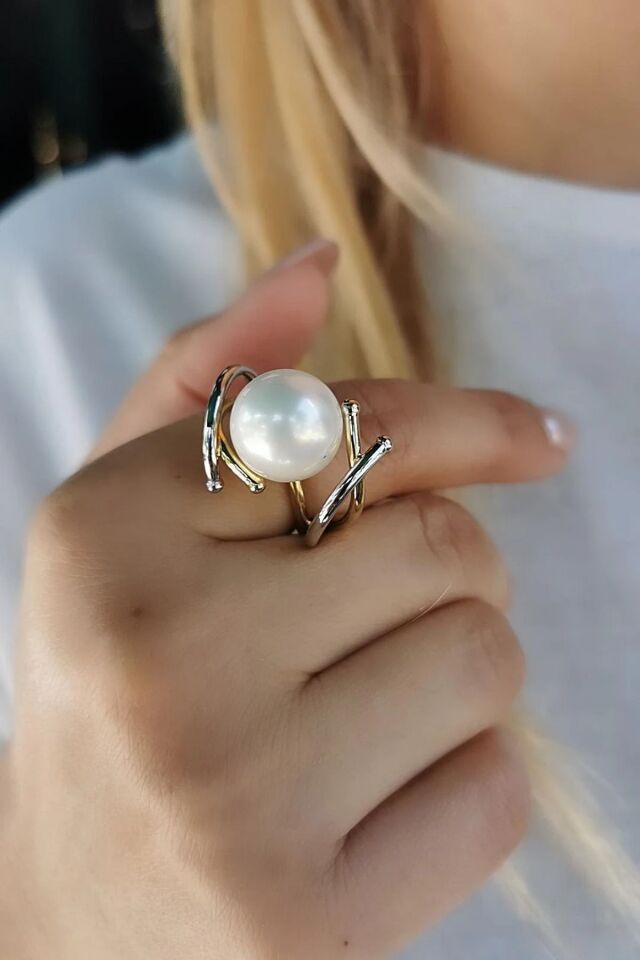 14 AYAR İNCİ TASARIM İTALYAN ALTIN YÜZÜK 17