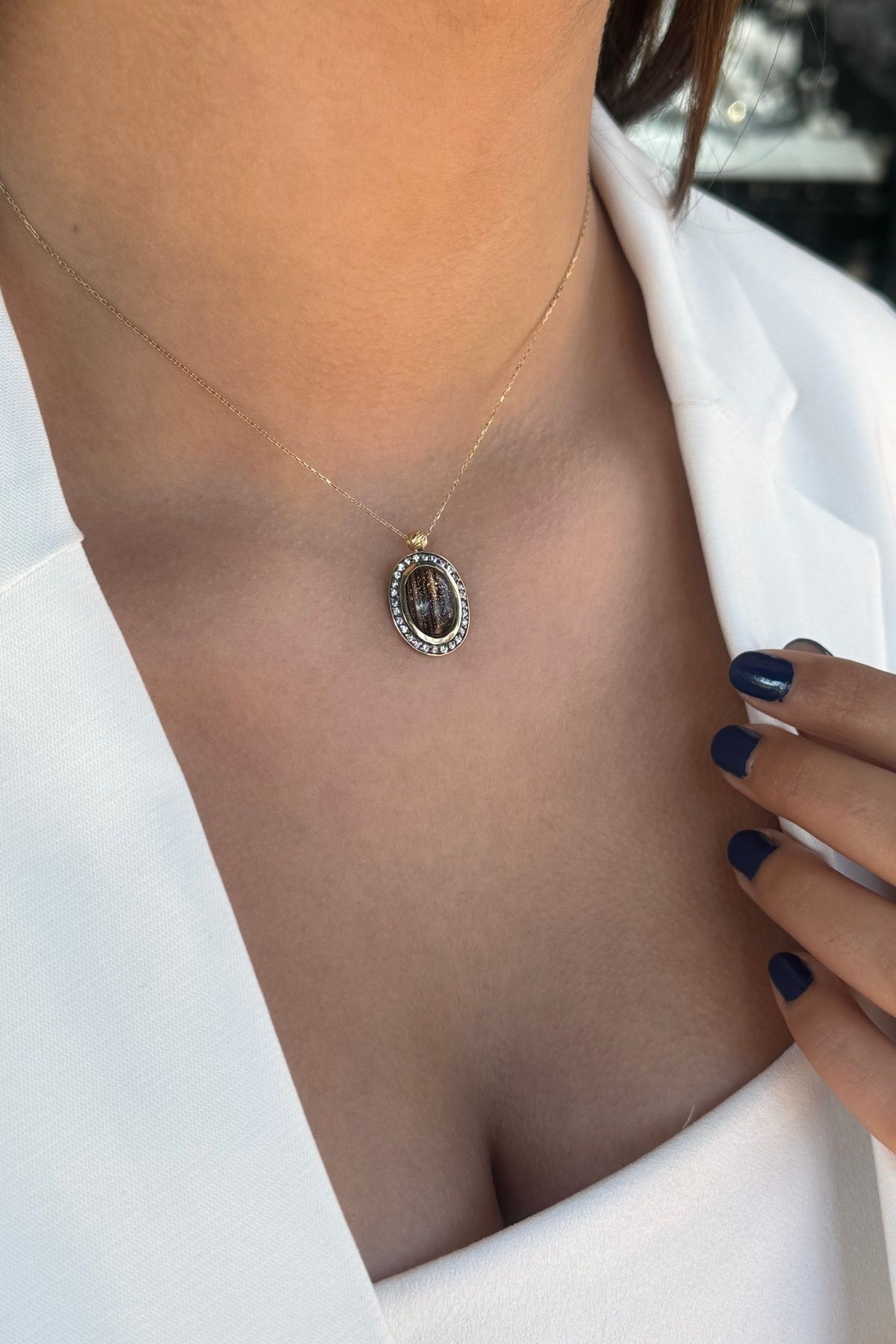 14 AYAR AYTAŞI OVAL ALTIN KOLYE