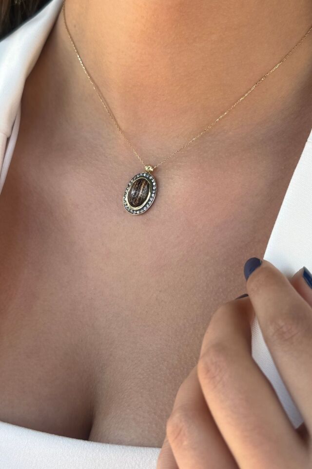 14 AYAR AYTAŞI OVAL ALTIN KOLYE