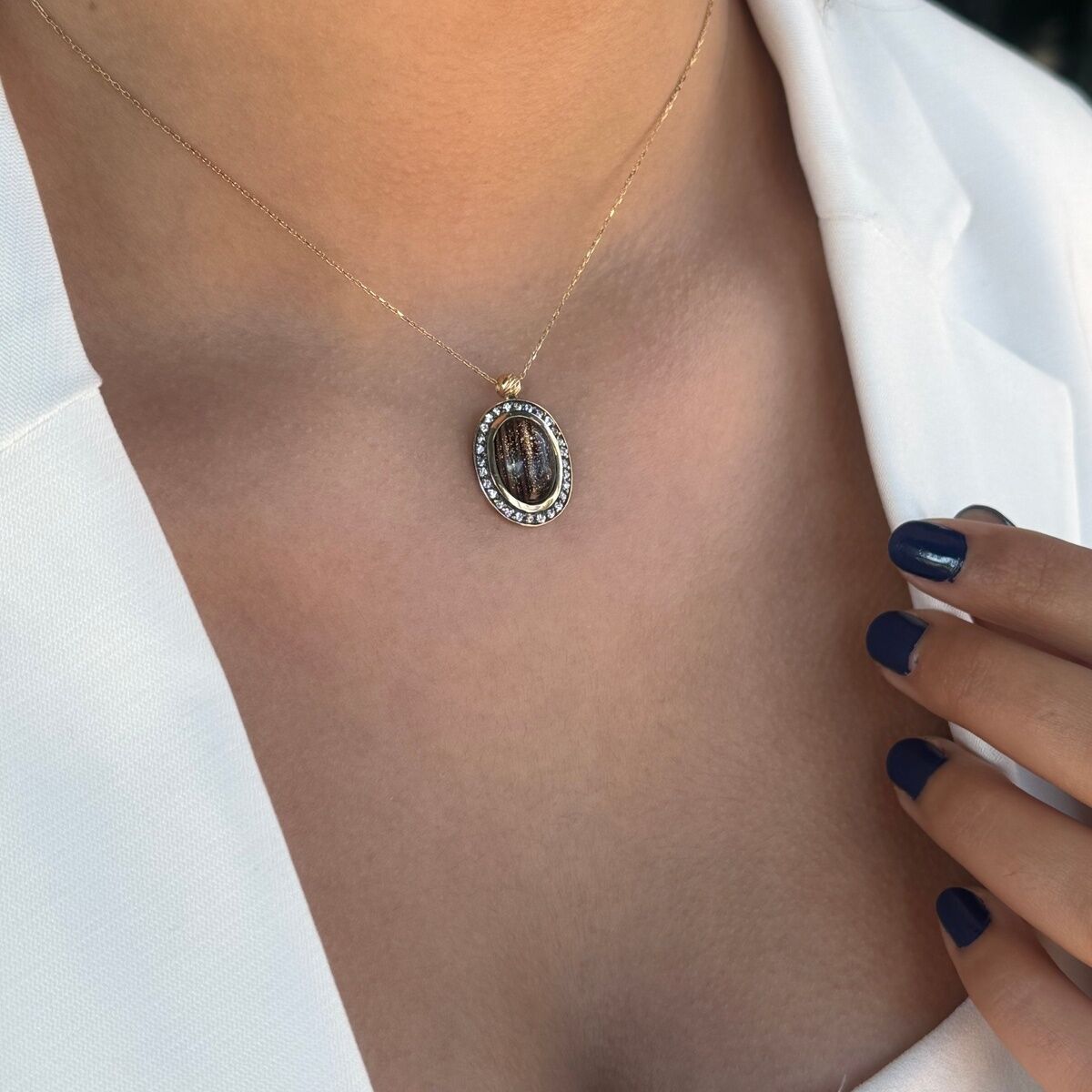 14 AYAR AYTAŞI OVAL ALTIN KOLYE