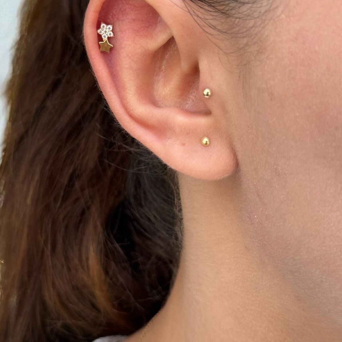 14 AYAR YILDIZ TRAGUS HELİX KÜPE
