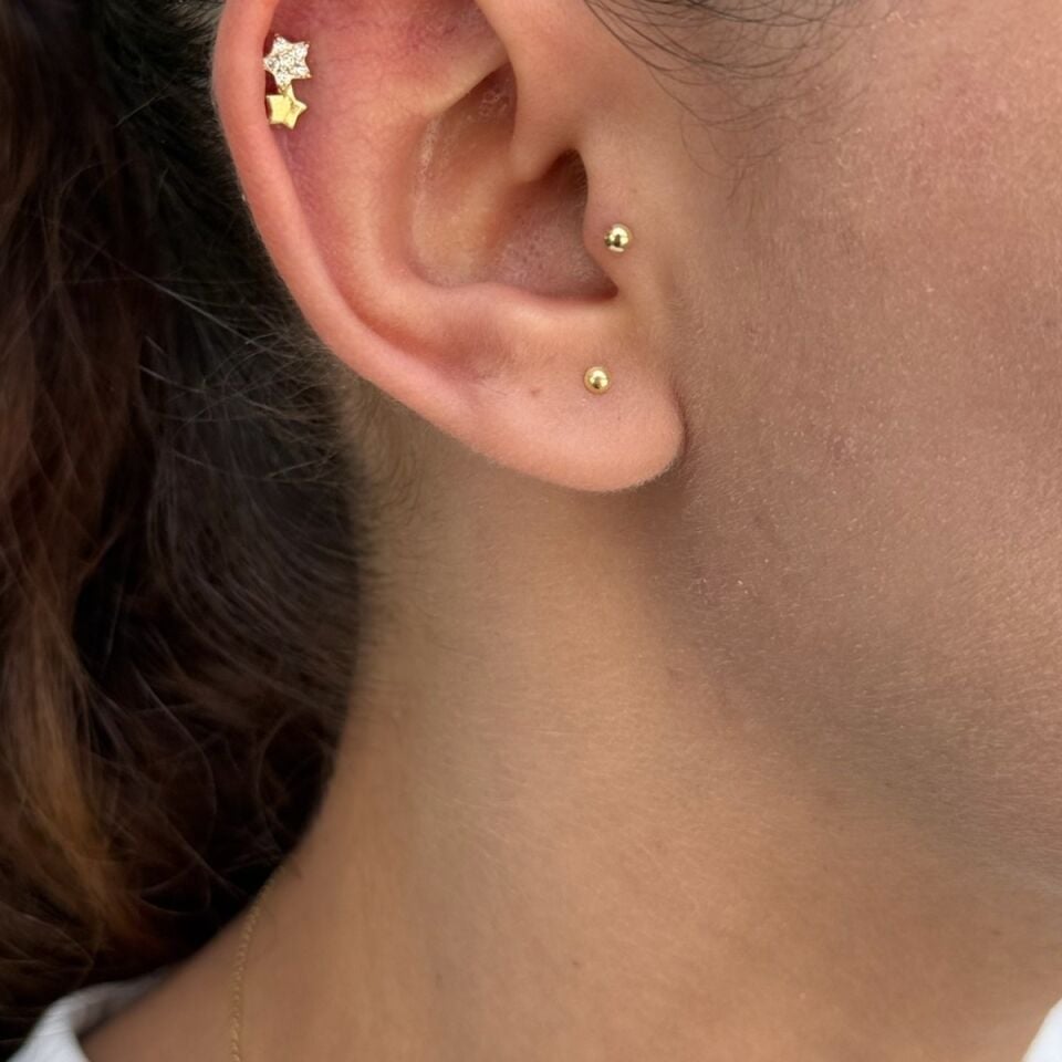 14 AYAR YILDIZ TRAGUS HELİX KÜPE