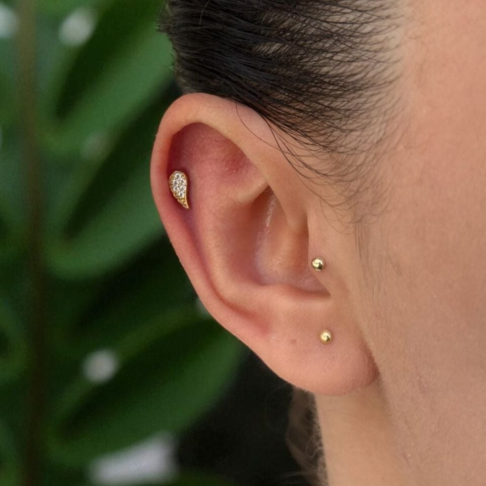 14 AYAR VİRGÜL ŞEKLİNDE DAMLA MODEL TRAGUS HELİX KÜPE