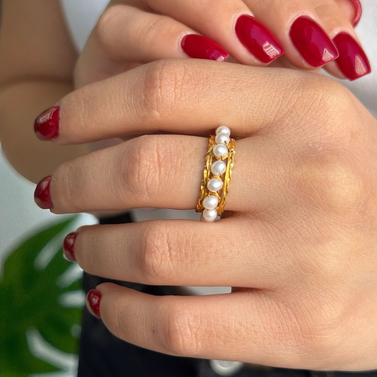 14 AYAR İNCİ TASARIM TAMTUR ALTIN YÜZÜK