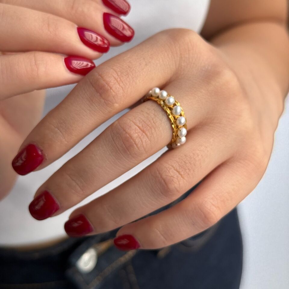 14 AYAR İNCİ TASARIM TAMTUR ALTIN YÜZÜK