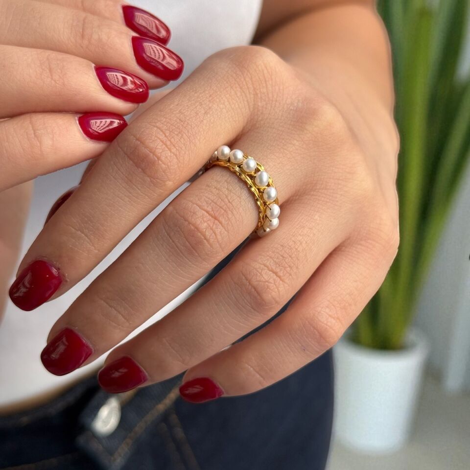 14 AYAR İNCİ TASARIM TAMTUR ALTIN YÜZÜK