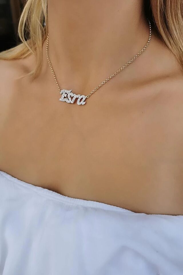 14 AYAR EL YAPIMI ESRA YAZILI ALTIN İSİMLİ KOLYE