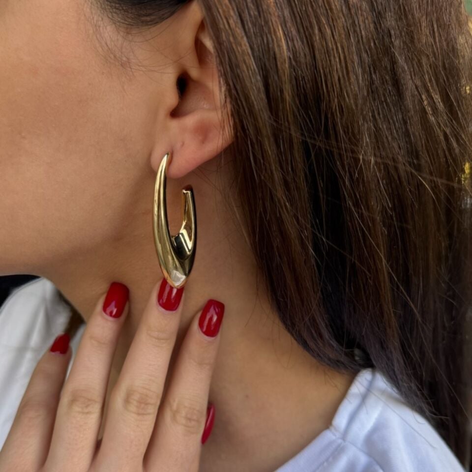 14 AYAR İTALYAN OVAL BÜYÜK KÜPE