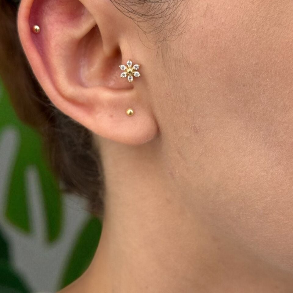 14 AYAR ÇİÇEK MODEL TRAGUS HELİX KÜPE