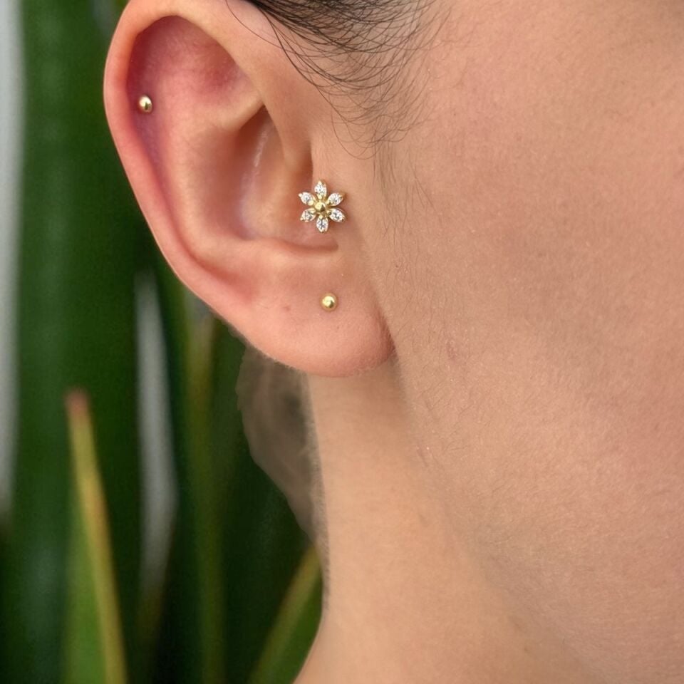 14 AYAR ÇİÇEK MODEL TRAGUS HELİX KÜPE