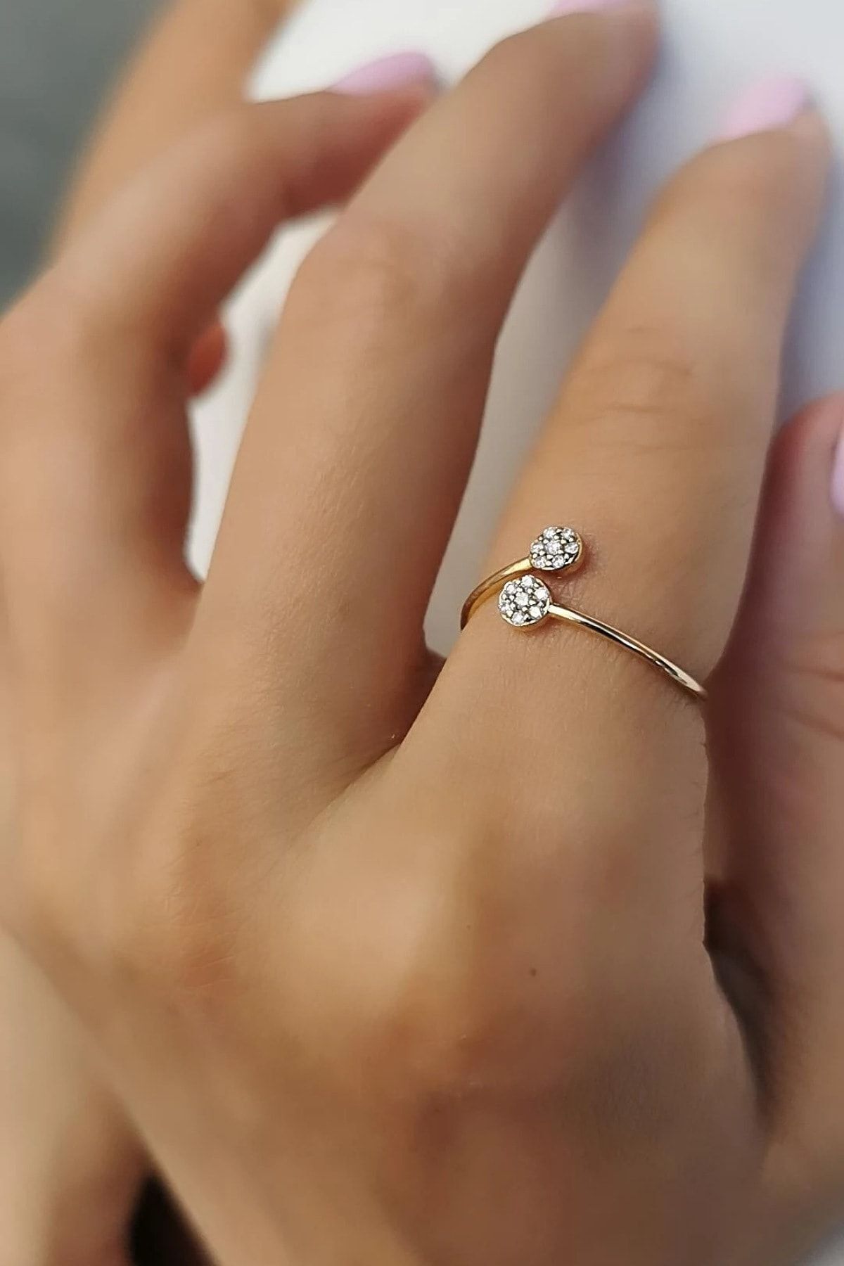14 Ayar 0,09 Ct Pırlanta Taşlı Özel Tasarım Altın Yüzük