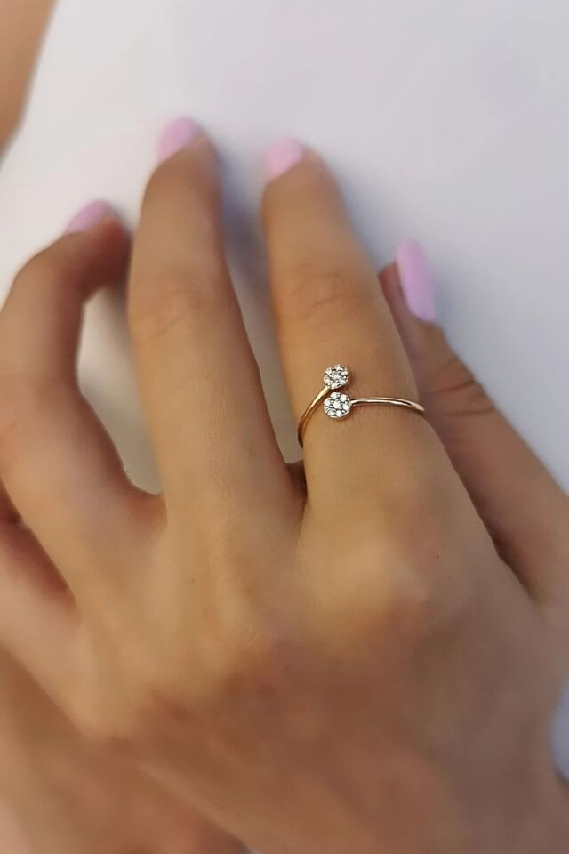 14 Ayar 0,09 Ct Pırlanta Taşlı Özel Tasarım Altın Yüzük