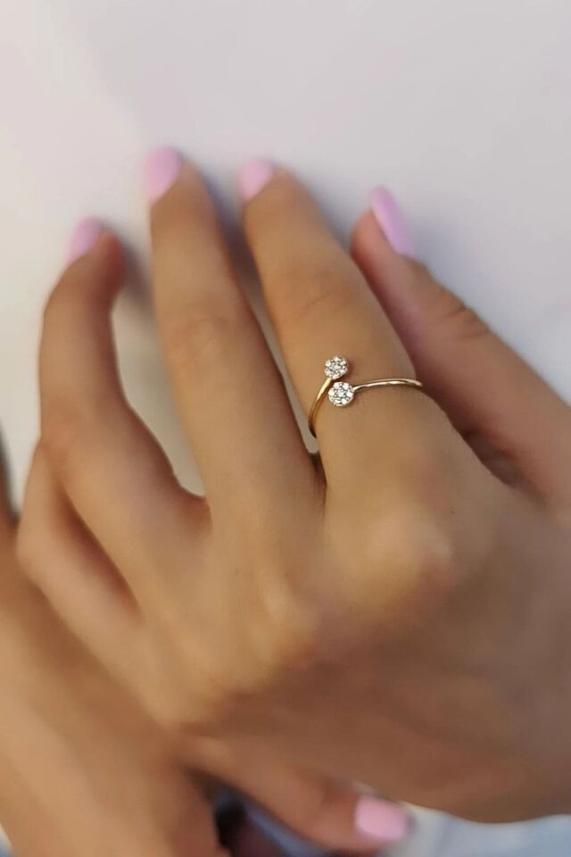 14 Ayar 0,09 Ct Pırlanta Taşlı Özel Tasarım Altın Yüzük