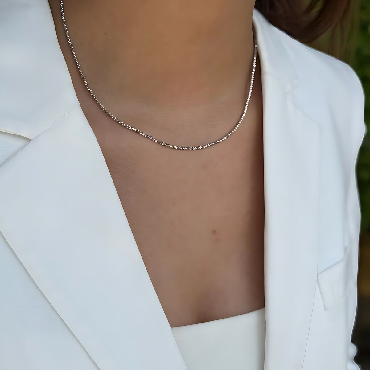 14 AYAR İTALYAN DORİKA TOPLU BEYAZ ALTIN KOLYE