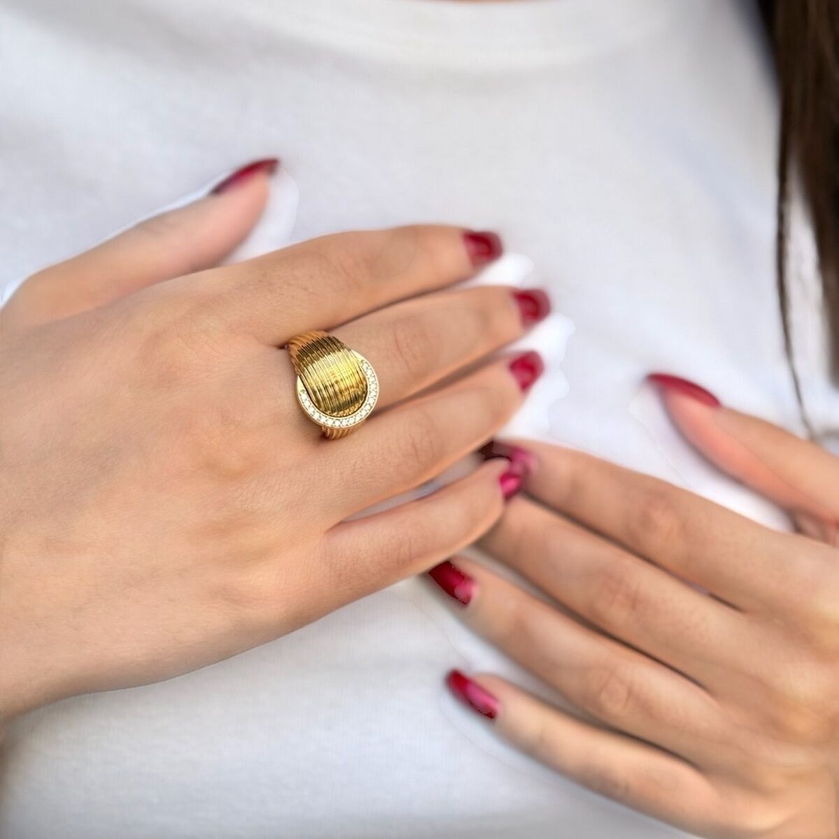 14 AYAR ÇİZGİLİ BOMBE İTALYAN YÜZÜK