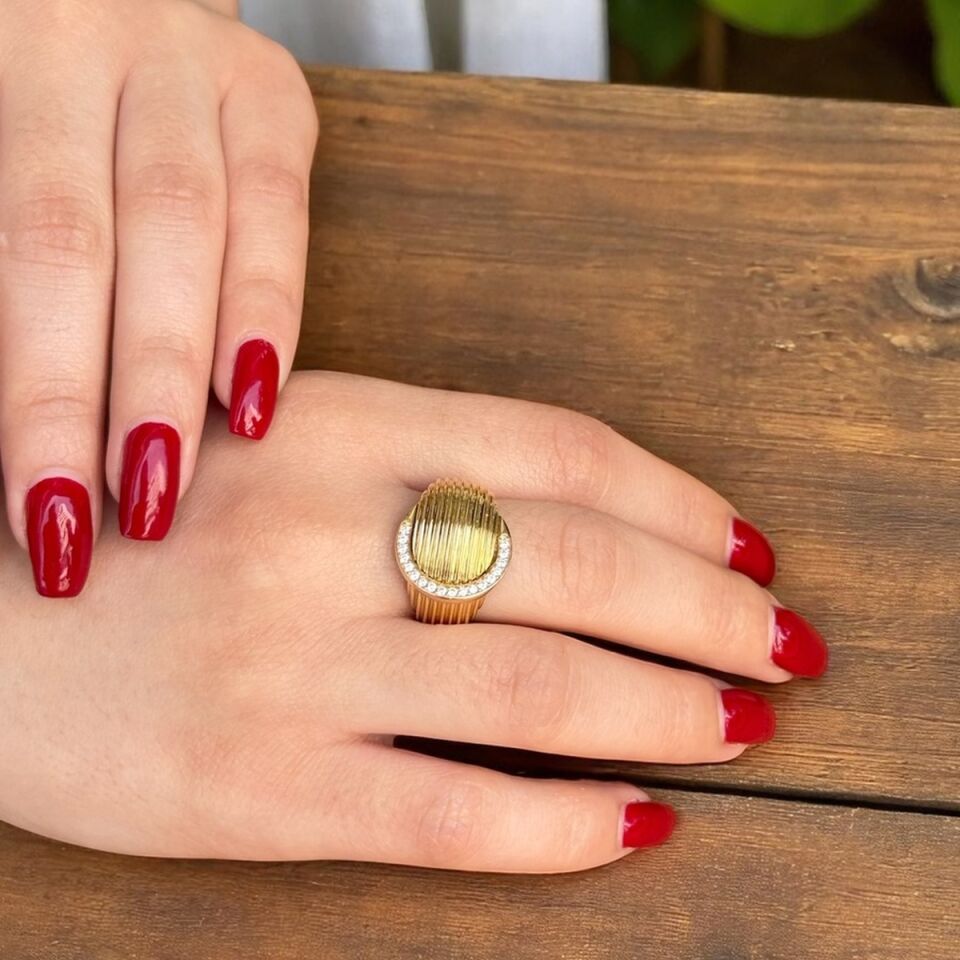 14 AYAR ÇİZGİLİ BOMBE İTALYAN YÜZÜK