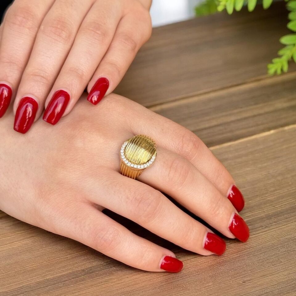 14 AYAR ÇİZGİLİ BOMBE İTALYAN YÜZÜK