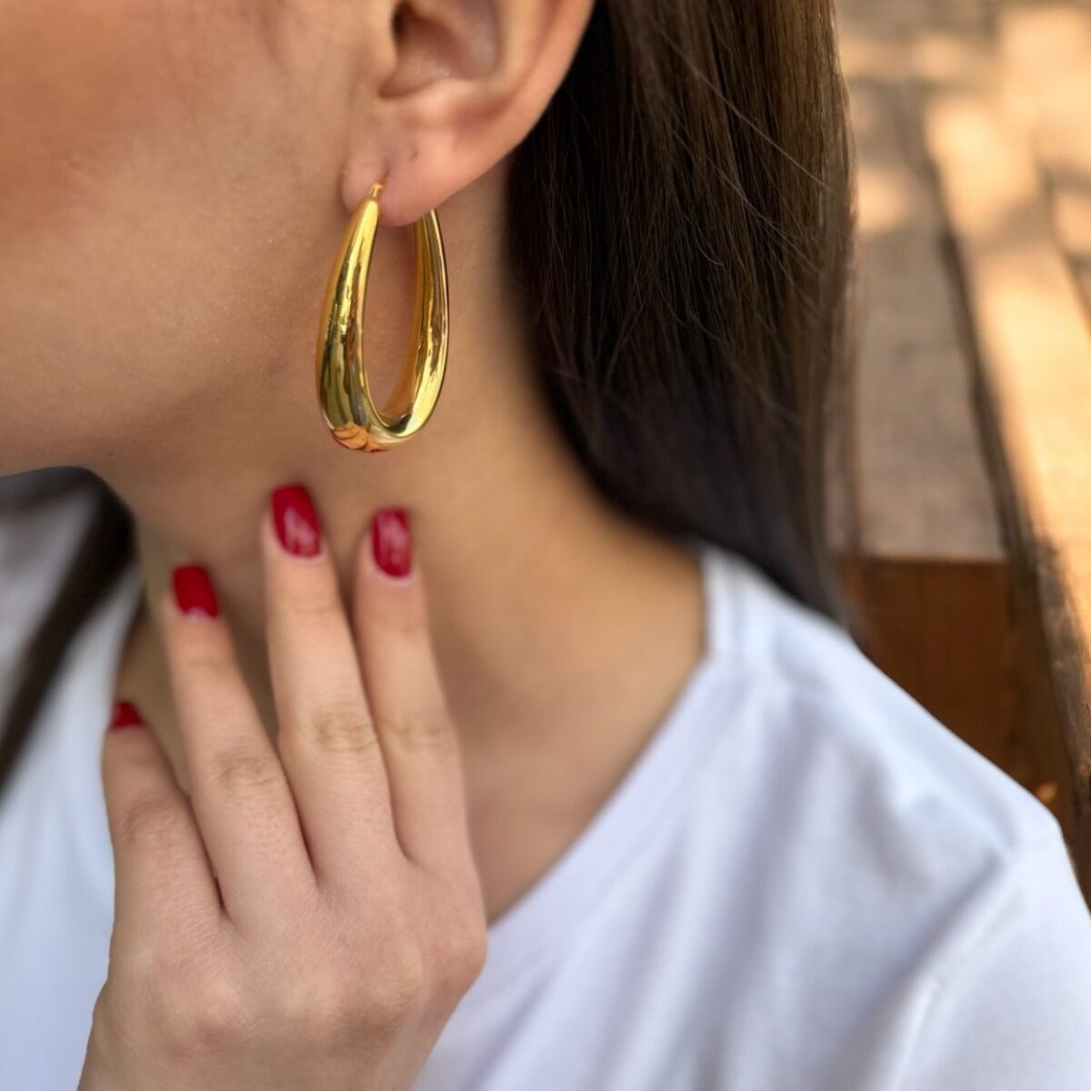 18 AYAR İTALYAN OVAL HALKA KÜPE