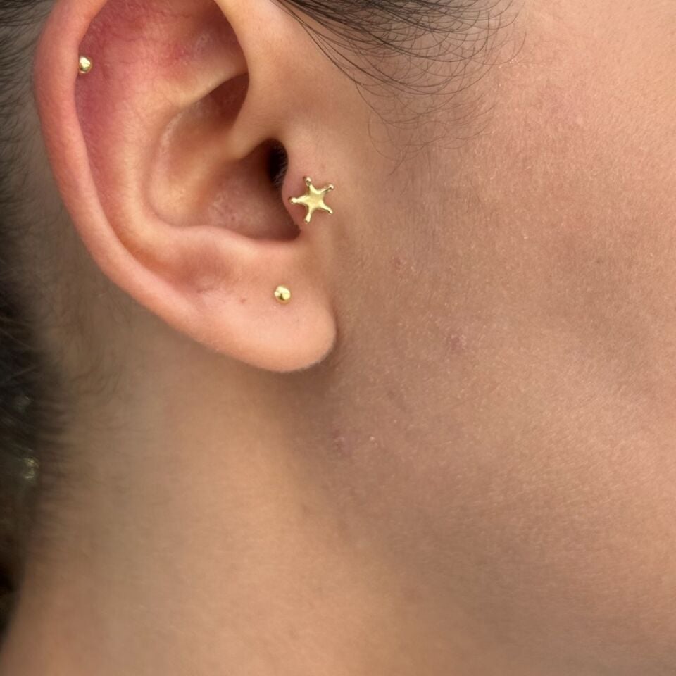 14 AYAR YILDIZ TRAGUS HELİX KÜPE