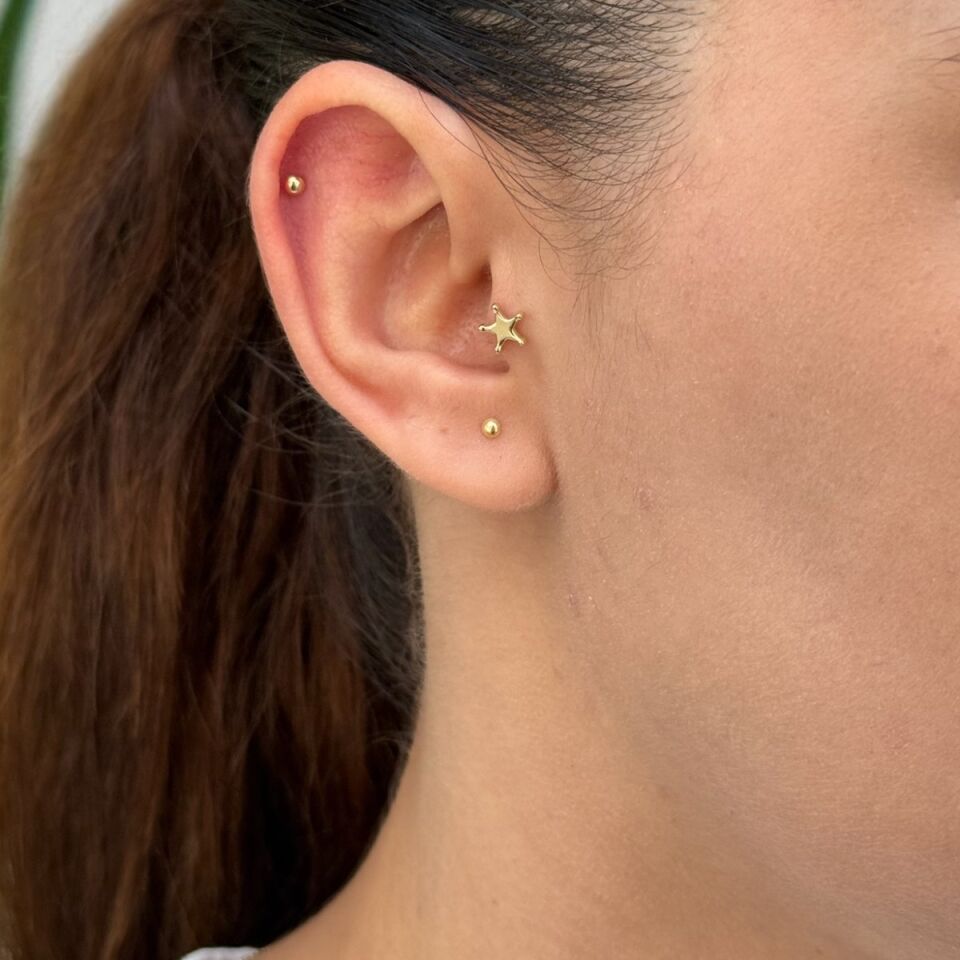 14 AYAR YILDIZ TRAGUS HELİX KÜPE