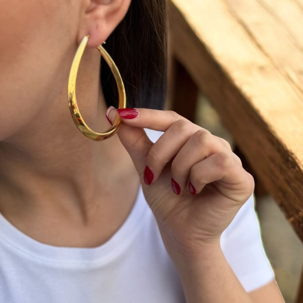 18 AYAR İTALYAN OVAL HALKA KÜPE