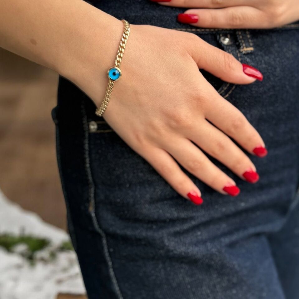 14 AYAR NAZAR BONCUKLU ALTIN BİLEKLİK