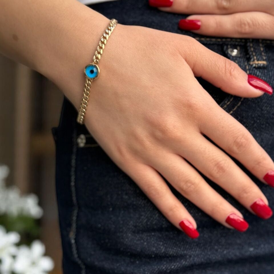 14 AYAR NAZAR BONCUKLU ALTIN BİLEKLİK