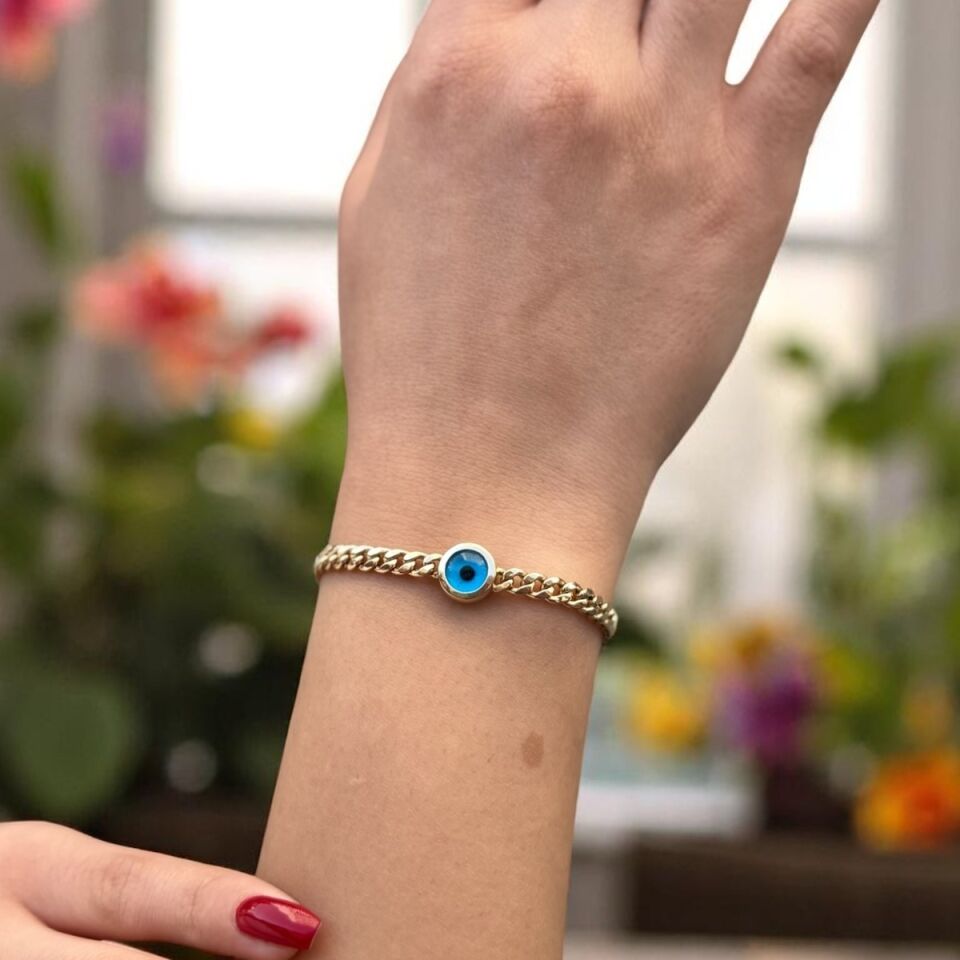 14 AYAR NAZAR BONCUKLU ALTIN BİLEKLİK